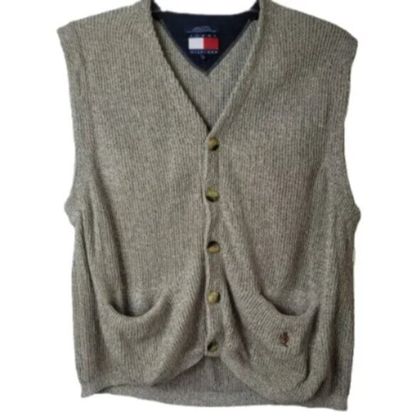 Tommy Hilfiger Men's Sweater Vest Vintage Button Front Knit Size L - Picture 3 of 10